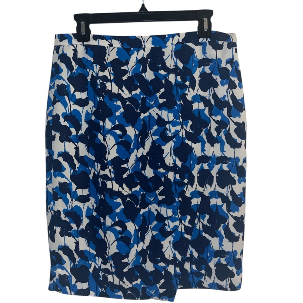 J. Crew Wrap Skirt Blue and White Floral Size 8